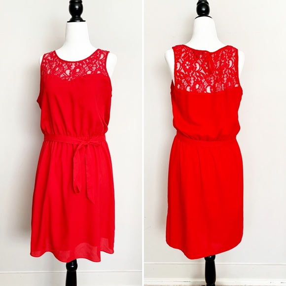 Jacob Dresses & Skirts - CHIC by JACOB Red Lace Cocktail Dress Size Medium